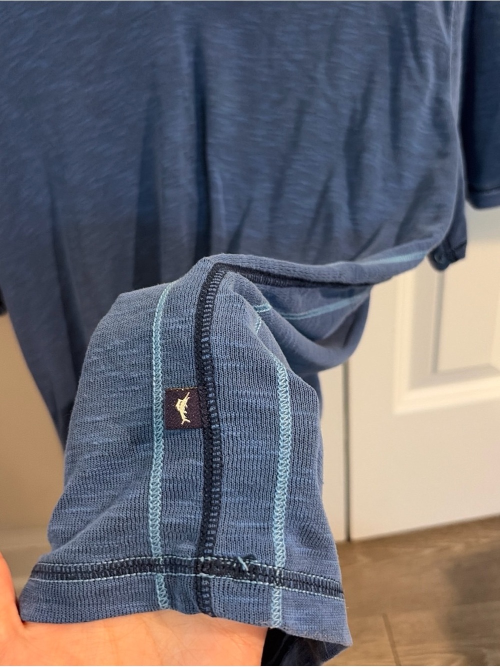 Tommy Bahama Blue Short-Sleeve Polo with Subtle Texture - Picture 4 of 7